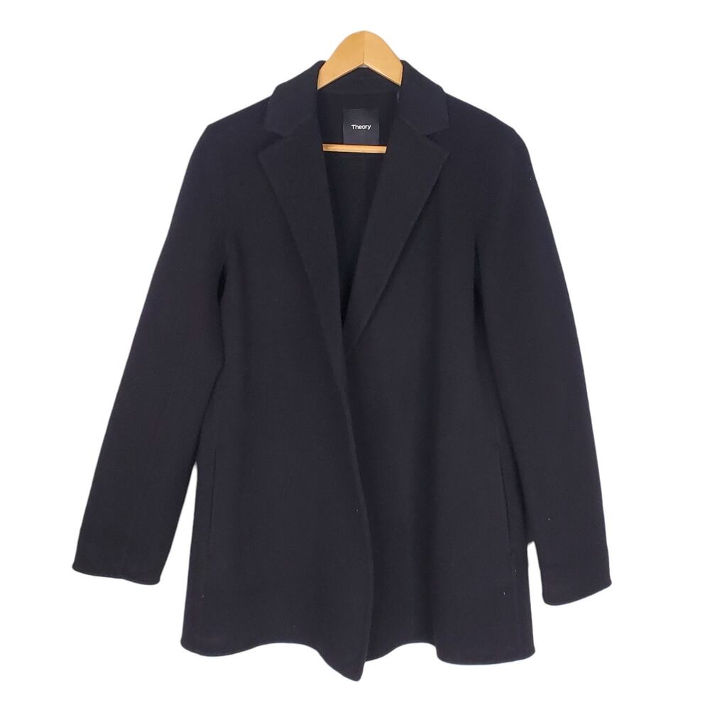 Theory New Divide Double Face Wool Cashmere Blend Blazer Black Size Small